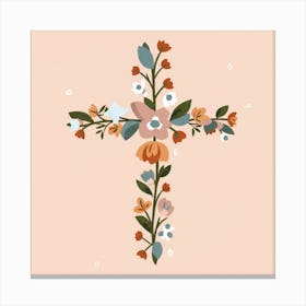 Cross With Flowers Canvas Print