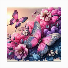 Butterflies And Flowers 3 Canvas Print