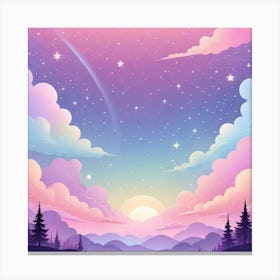 Sky With Twinkling Stars In Pastel Colors Square Composition 65 Canvas Print