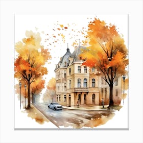 Watercolor Autumn House 2 Canvas Print