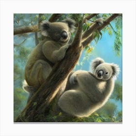 Koala Bears Climbing On Tree Adeline Yeo Canvas Print