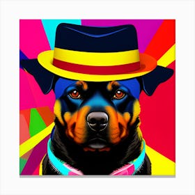 Rottweiler In A Hat Canvas Print