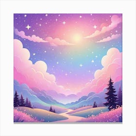 Sky With Twinkling Stars In Pastel Colors Square Composition 214 Canvas Print