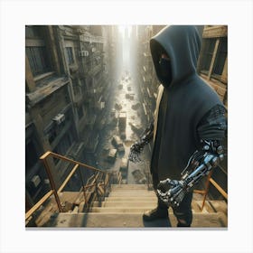 Futuristic Man In Hoodie Canvas Print