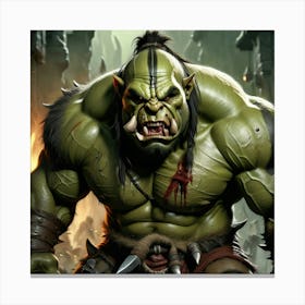 Orc Warrior Fantasy Brutal Savage Strong Aggressive Tribal Barbaric Fierce Monster Green (3) Canvas Print
