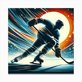 Hockey Player On The Ice Canvas Print