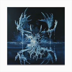 Deer In Water Canvas Print