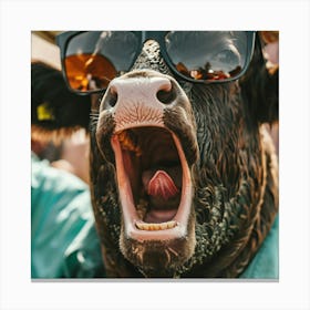 Bull With Sunglasses Canvas Print