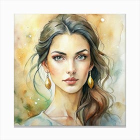 Watercolor Of A Beautiful Woman Canvas Print