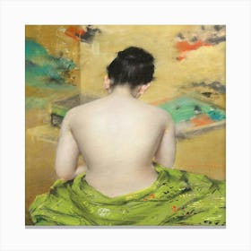 Woman In A Green Dress Canvas Print