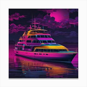 Yacht At Night Canvas Print