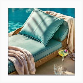 Chaise Lounge By The Pool Canvas Print