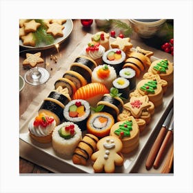 Christmas Sushi Cookies Canvas Print