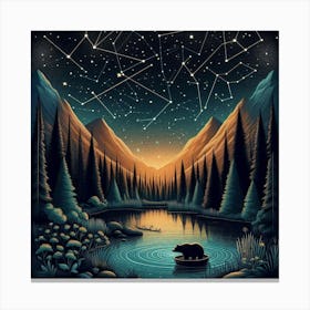 Bear In The Night Sky Canvas Print