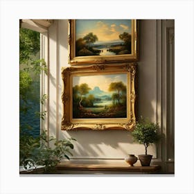 Three Paintings On A Wall Canvas Print