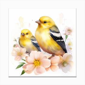 Yellow Finches American Goldfinch Mother's Day Canvas Print