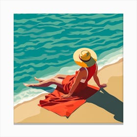 Woman Enjoying The Sun At The Beach 9 Canvas Print