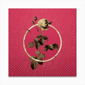 Gold Provence Rose Glitter Ring Botanical Art on Viva Magenta n.0239 Canvas Print