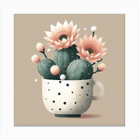 Scandinavian style, Blooming cactus in a cup Canvas Print