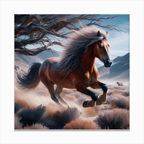 Horse Running In The Desert 2 Canvas Print