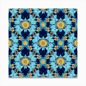 Blue And Yellow Floral Pattern Canvas Print
