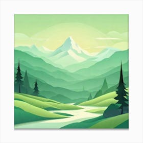 Misty mountains background in green tone 123 Canvas Print