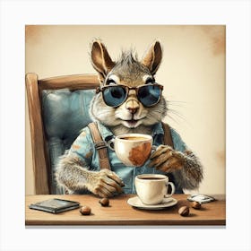 Squirrel Coffee Canvas Print