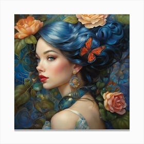 Blue Haired Girl Canvas Print