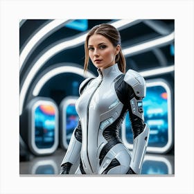 Futuristic Woman In Futuristic Suit 2 Canvas Print