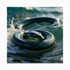 Snake In The Ocean Canvas Print