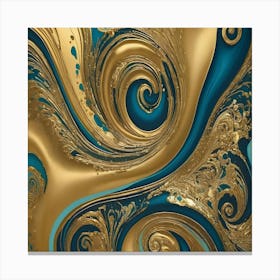 Gold And Blue Swirls Canvas Print