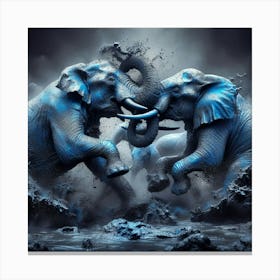 Two Elephants Fighting 2 Canvas Print