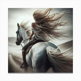 Girl Riding A Horse 3 Canvas Print