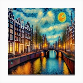 Amsterdam At Night Canvas Print