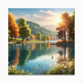 Autumn Lake 1 Canvas Print