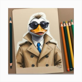 Duck In A Trenchcoat 2 Canvas Print