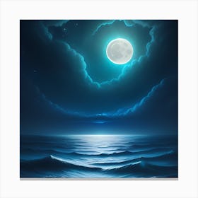 Full Moon Over The Ocean 1 Canvas Print