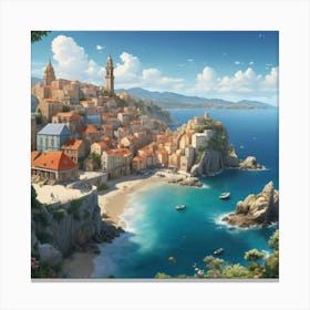 Village By The Sea City art print 1 Canvas Print