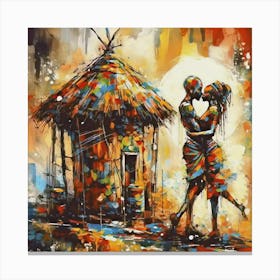 African Couple Kissing Canvas Print