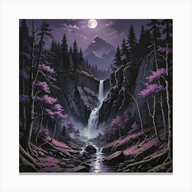 Waterfall At Night Canvas Print