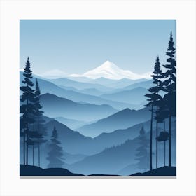 Misty mountains background in blue tone 40 Canvas Print