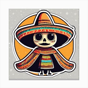 Mexican Sombrero And Pancho Sticker 2d Cute Fantasy Dreamy Vector Illustration 2d Flat Center (49) Canvas Print