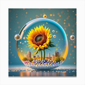 Sunflower In A Bubble Canvas Print