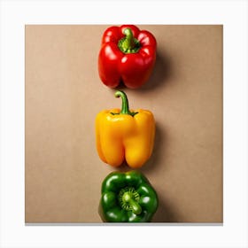 Three Peppers In A Row Canvas Print