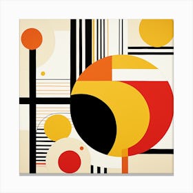 Abstract Geometric Circles and Stripes. Yellow, Red and Black Canvas Print