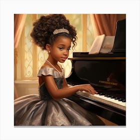 Little Black Girl Playing Piano 1 Canvas Print