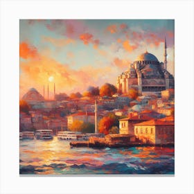 Sunset In Istanbul Canvas Print