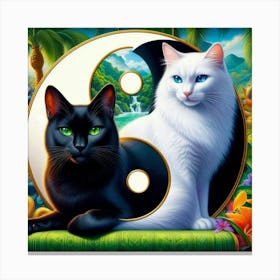 Yin Yang Cats 24 Canvas Print