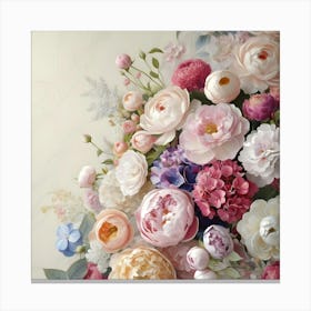 A Breathtakingly Detailed, Ultra High Resolution Illustration Of Exquisite Flowers As Wallpaper Art, Set Against A Soft, Creamy White Background, With Delicate Petals And Intricate Patterns Bursting With Vibrant Colors, Showcasing Canvas Print