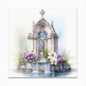 Fountain Of Flowers Canvas Print